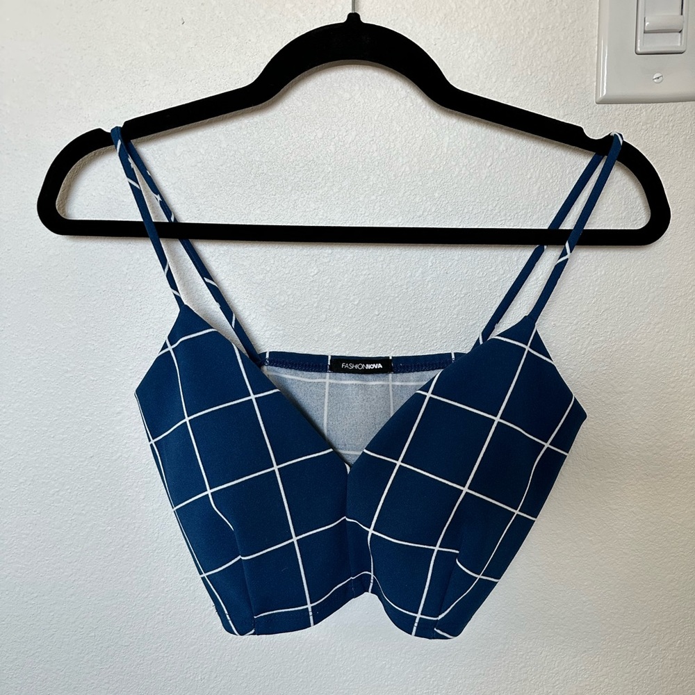 Plaid Navy Crop Top - Fashion Nova